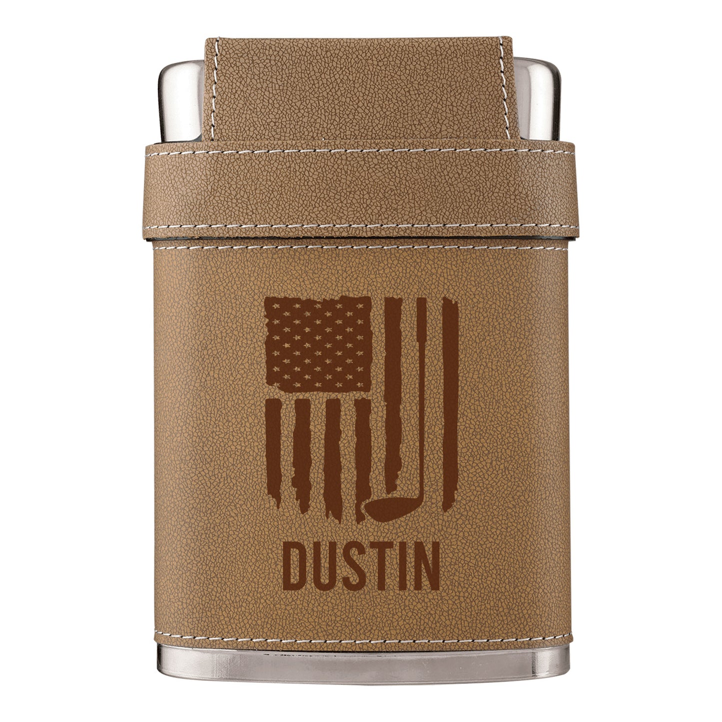 American Flag Leather Flask Kit