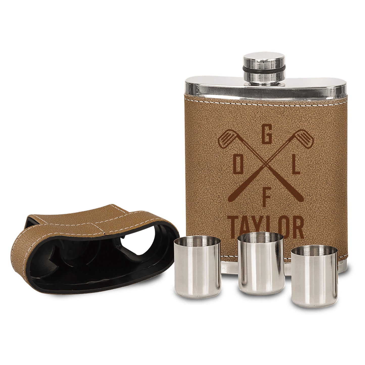 Vintage Golf Leather Flask Kit