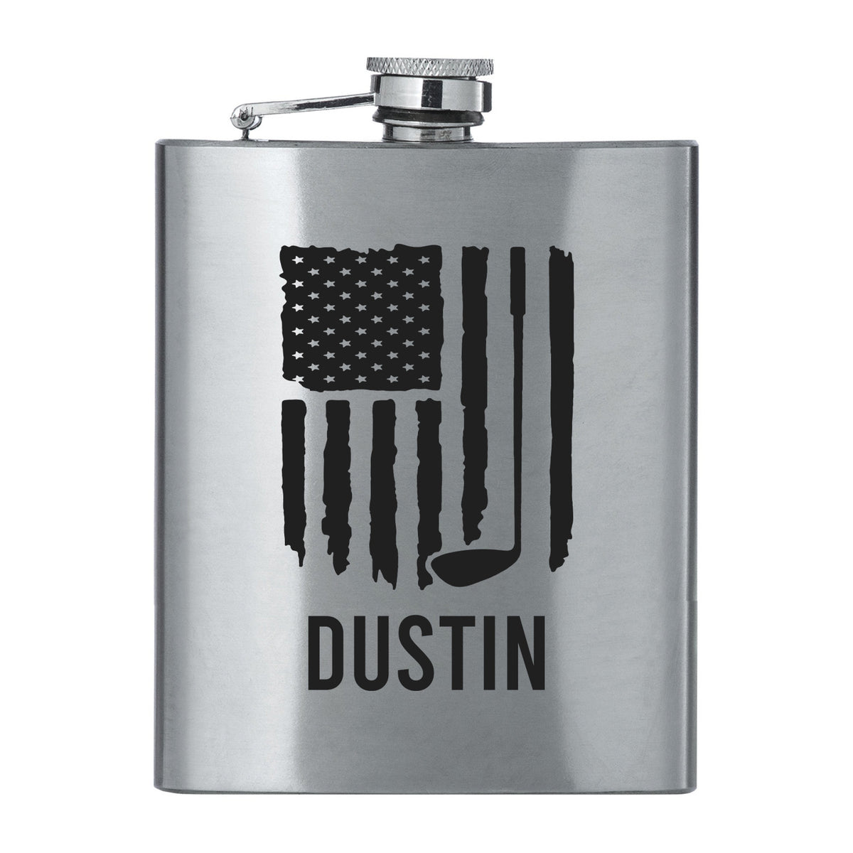 American Flag Stainless Steel Flask - GolfBallStamp.com