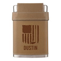 American Flag Leather Flask Kit