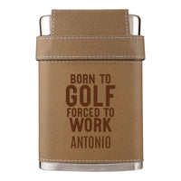 Born to Golf Leather Flask Kit