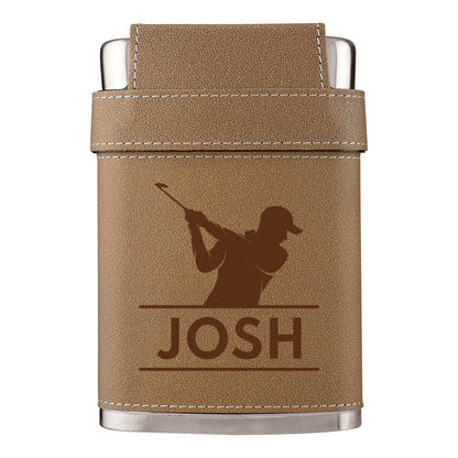 Golfer Leather Flask Kit