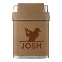 Golfer Leather Flask Kit