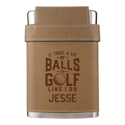 It Takes a Lot of Balls Leather Flask Kit