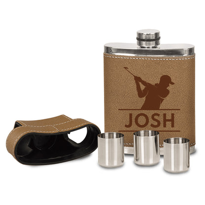 Golfer Leather Flask Kit